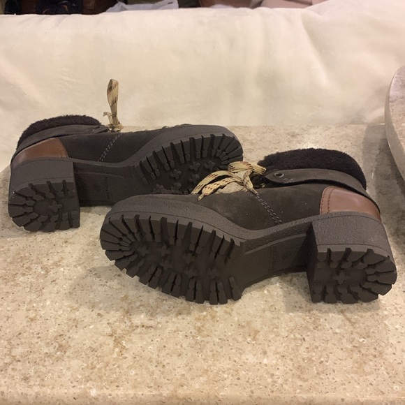 NWOT SEE BY CHLOÉ Eileen leather Lace-Up Shearling-Lined Hiking Boots Size 10.5 - Picture 15 of 15